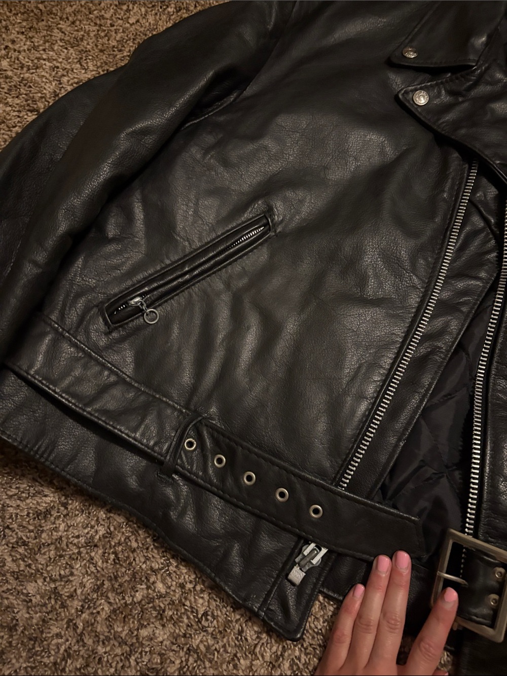 Schott NYC Men's Black Leather Biker Jacket - Picture 4 of 5